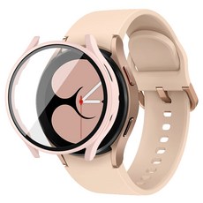 디씨네트워크 강화유리 풀커버 스마트워치 케이스 40mm, 로즈핑크, 1개