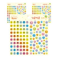쁘띠팬시 디자인 싱글벙글 칭찬 이모티콘 스티커 DA5268, 혼합색상, 4개