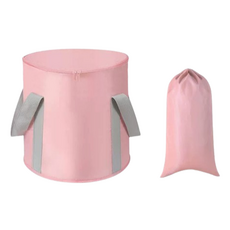 Happy Easy 便攜式旅行用折疊加厚鋁製足浴盆 附上蓋 大號 + 收納袋組合, 粉紅色, 1套