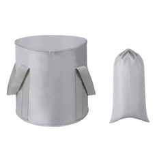 Happy Easy 便攜式旅行用折疊加厚鋁製足浴盆 附上蓋 大號 + 收納袋組合, 灰色, 1套