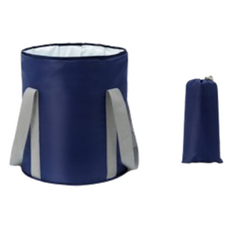 Happy Easy 便攜式旅行用折疊加厚鋁製足浴盆 大型 + 收納袋組合, 1套, 海軍藍