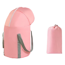 Happy Easy 便攜式旅行用可折疊加厚鋁製過膝款大型泡腳桶 + 收納袋組合, 粉紅色, 1套