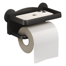 Happy Easy 免鑽孔雙層捲筒衛生紙架, 1個, 黑色