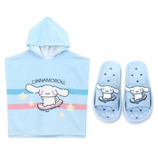 PremierFam 兒童款三麗鷗大耳狗連帽浴袍雨衣 浴巾+浴室拖鞋組