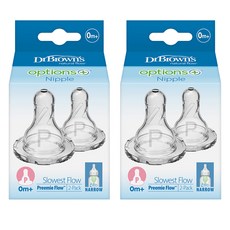 닥터브라운 내로우넥 옵션스 플러스 젖꼭지 2P, 0단계 (조산아용), 2개