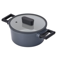 PNPOONGNYUN IH爐適用Maree Hit Pot系列雙耳湯鍋+鍋蓋組, 20cm, 1組, 黑色 灰色