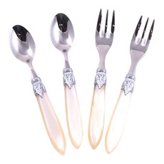 RIVADOSSI SANDRO Raulashine 湯匙叉子組 象牙白, 1套, 咖啡匙 2p + 蛋糕叉 2p