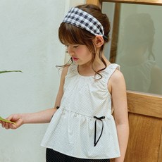 Kikimora 女童透氣細圓點無袖上衣