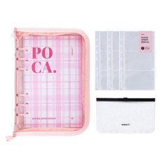 MINUIT A6 6孔小卡拉鍊活頁夾組, 粉紅色, 30張