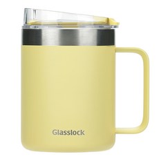 Glasslock 素色易握保溫杯, 檸檬冰黃, 1個, 400ml