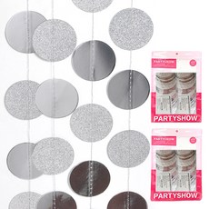 PARTYSHOW 圓形派對拉旗, 金屬銀, 2個