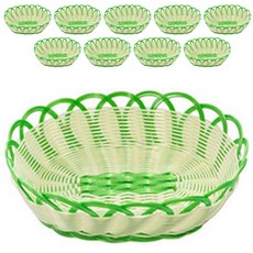 로흐야 국산 타원 야채 바구니, 그린, 10개