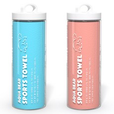 AquaBear Active 濕式運動毛巾 2件組, 天空藍 + 蜜桃色, 1套