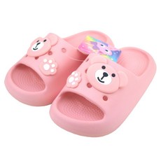 COCOBRAIN 女童粉紅熊拖鞋