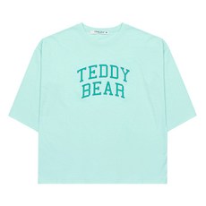 테디베어 여성용 통기성 슬럽 아치 로고 7부 티셔츠 TBONLSD20009