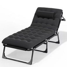 마켓플랜 리클라이너 접이식 야전침대 고급형, 블랙