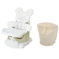jellymom Muna Booster Chair Buddy 6種包包組, 1組, 橄欖 (椅子)、科米熊 (枕頭)