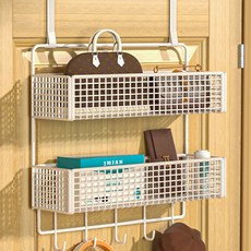 Market Plan 掛式門後2層收納掛架, 白色, 1個