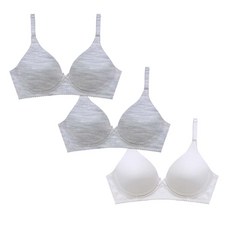 cielstory 無花紋棉質彈性無鋼圈內衣 3件組