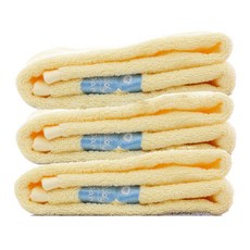 TR泰迪熊三層雙線泰迪撚紗洗臉毛巾 170g 30支精梳棉, 黃色, 3個