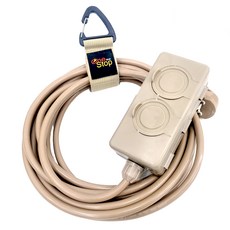 One Stop 移動式多孔插座 2孔 + 魔鬼氈登山扣 隨機出貨 SEU-TK25, 米色, 3m, 1套