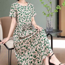 ATTERLIC 涼爽柔軟媽媽洋裝 14223 含大尺碼, 綠玫瑰