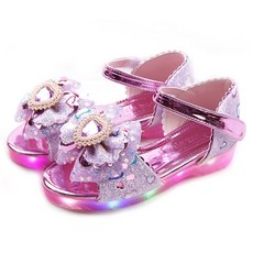 女童清新旋律LED跟鞋涼鞋