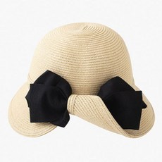 여성용 반젤리 리본 햇빛차단 밀짚모자