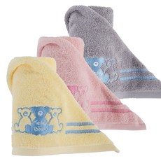 TR泰迪熊三層雙線泰迪撚紗洗臉毛巾 170g 30支精梳棉, 隨機出貨, 3個