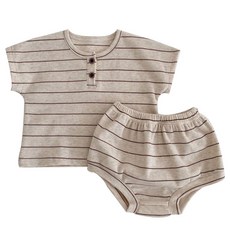 Bebeniz 嬰幼兒透氣純棉條紋燈籠褲套裝