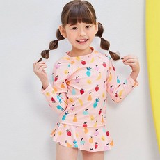 Bebechat 女童水果短版防曬泳衣兩件套組