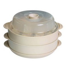 IROHOME NEW 微波爐專用雙層蒸氣蒸籠組, 象牙白, 1套