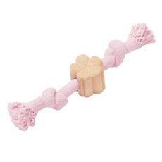 베트레스카 모몽 벚꽃 우드 로프 토이 강아지 터그놀이 이갈이 장난감, 핑크 + 벌리우드, 1개