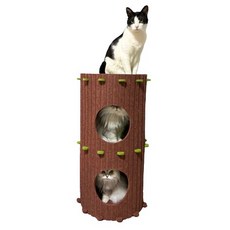 Petmonkey 貓咪圓木3層躲貓貓屋, 1個, 混合色