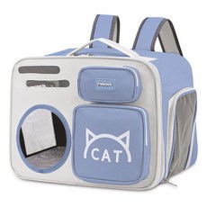 Chilsy寵物雙口袋方形後背包, 1個, 藍色