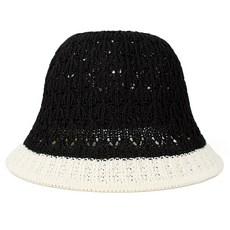 무에뜨 배색 리본 라운드 니트 보넷 버킷햇