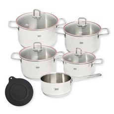 ELO 電磁爐 IH Excellent 玻璃鍋蓋不鏽鋼鍋具6件組, 1套, 6種, 混和色