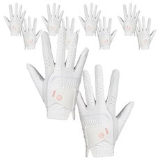 NEO GLOVE 女用半羊皮高爾夫手套 雙手用, 白粉色, 5套