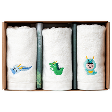 라라앤모어 용띠 신생아 목욕 밤부타올 3종 출산 임신 선물세트, 화이트, 1세트