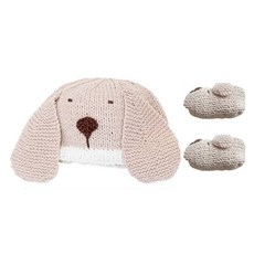 Mellow 임신 출산 기념 선물 및 답례품 니팅가이드, 신생아 강아지모자 + 강아지덧신, 1개