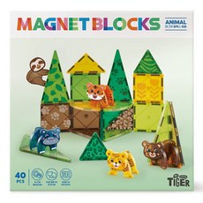 MY LITTLE TIGER 兒童磁性動物積木組 40p, 混合顏色, 1個