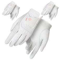 NEO GLOVE 女用半羊皮高爾夫手套 雙手用套組, 白色 + 粉紅色, 3套