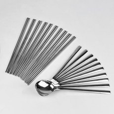 QUEEN SENSE 不銹鋼商用迷人湯匙+燈光光格真空筷子套裝, 單一顏色, 1套, 湯匙 50入 + 筷子 50入