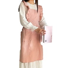 POSIELLA 荷葉邊連身裙式素色圍裙, 1個, 粉紅色