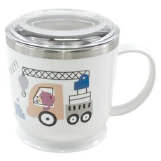kitchen U 幼兒用ㄅㄨㄅㄨ車防滑握把不鏽鋼附蓋杯, 1個, 白色, 270ml