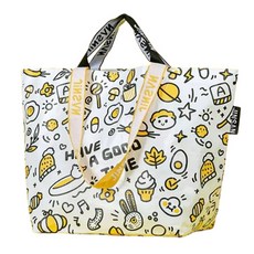 Maket Gamseong 可重複使用防水帆布編織托特包, 美好時光, 2個