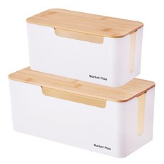 마켓플랜 우드커버 멀티탭 정리함 2종 세트, 1세트, 화이트
