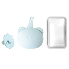 ange 嬰幼兒矽膠奶嘴 + 收納盒組, 天空藍, 3階段, 1套