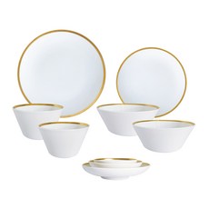 Twig NEWYORK 金邊2人居家組合, 9件, 白色 + 金色, 1套