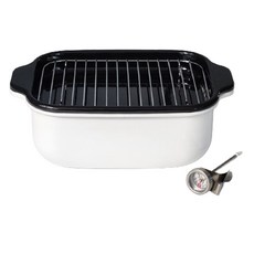 FUJIHORO 電磁爐適用琺瑯油炸鍋組, 白色, 1組, 25cm